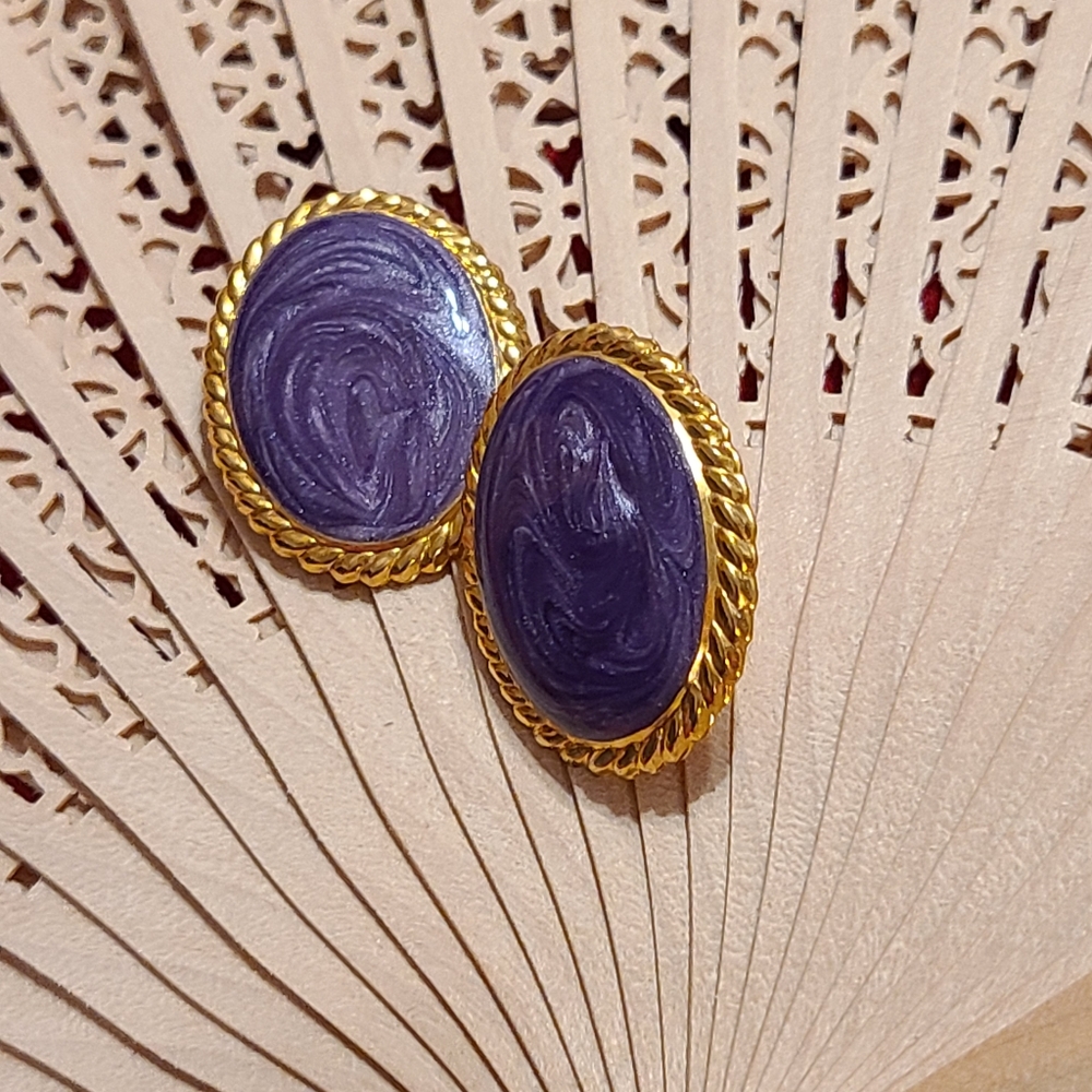 Swirl Earrings Purple &  Gold